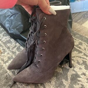 Steve Madden Brown Suede Lace-Up Pointed Toe Ankle Boots